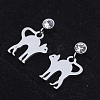 201 Stainless Steel Kitten Dangle Stud Earrings EJEW-T008-JN744-1