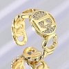 Brass Micro Pave Clear Cubic Zirconia Open Cuff Rings for Women RJEW-K289-02G-E-1