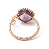 Copper Wire Wrapped Half Round Natural Amethyst Cuff Rings for Women RJEW-TA00137-04-4