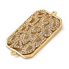 Rack Plating Brass Micro Pave Clear Cubic Zirconia Rectangle Connector Charms KK-A234-035G-02-2