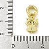 Rack Plating Brass Pave Clear & Black Cubic Zirconia Fox European Dangle Charms KK-Z067-55G-3