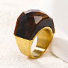 Fashionable 304 Stainless Steel & Natural Tiger Eye Finger Rings FS-WG90577-30-1