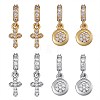8Pcs 4 Styles Brass Micro Pave Clear Cubic Zirconia European Dangle Charms ZIRC-SZ0004-30-1