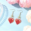 Handmade Glass Seed Beads Heart Dangle Earrings EJEW-MZ00577-05-1