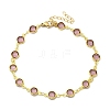 304 Stainless Steel Flat Round Acrylic Rhinestone Cup Chain Anklets for Women LS-AJEW-B031-02G-01-4