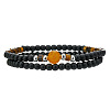 Black Agate & Tiger Eye & Amber Bead Stretch Bracelets PW-WGA559C-01-5