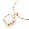 Shell Square Pendant Necklaces NJEW-P296-01G-A-1