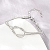 Brass Round Snake Chain Knot 2-Strand Bracelets for Women KK-CBA68DA-17C-P-2