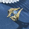 Brass Micro Pave Cubic Zirconia Cuff Open Rings for Women RJEW-L343-09G-02-1