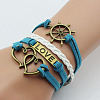 PU Leather & Hemp Cord Multi-strand Bracelets WG4AB3D-05-1