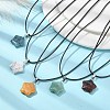 Natural & Synthetic Mixed Stone Star Pendant Necklace with Polyester Cords NJEW-JN04516-2