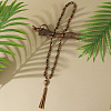 Bohemian Style Alloy with Wood Round Beaded Teardrop Tassel Mala Necklaces FS-WGF1DE6-01-3