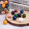 220Pcs 11 Colors Painted Natural Wood European Beads WOOD-TA0001-54-6