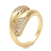 Rack Plating Brass Pave Clear Cubic Zirconia Open Cuff Rings RJEW-M172-08G-1