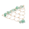 Natural Green Aventurine Chip Copper Wire Wrapped Connector Charms PALLOY-JF03030-04-3