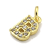 Letter Brass Micro Pave Clear Cubic Zirconia Pendants KK-K354-06G-B-2