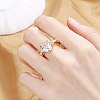 Brass Pave Cubic Zirconia Adjustable Cuff Rings for Women JI1426-3