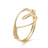 Copper Wire Wrap Heart Open Cuff Ring for Women RJEW-JR00551-1