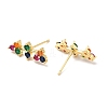 Colorful Cubic Zirconia Bar Shape Stud Earrings KK-H434-28G-2