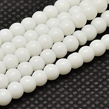 Opaque Solid Color Glass Round Beads Strands X-GLAA-F032-6mm-01
