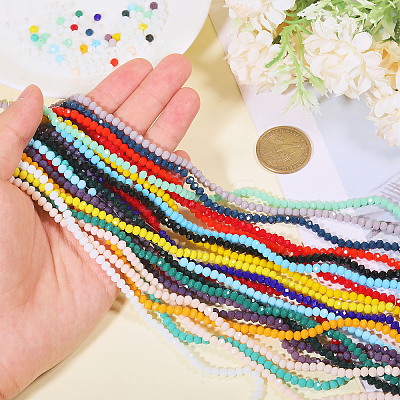 21 Strands 21 Colors Opaque Solid Color Glass Beads Strands EGLA-GO0001-03-1