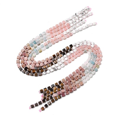 Natural Howlite & Pink Opal & Flower Amazonite & Rhodonite & Tiger Eye Beads Strands G-H333-03A-1