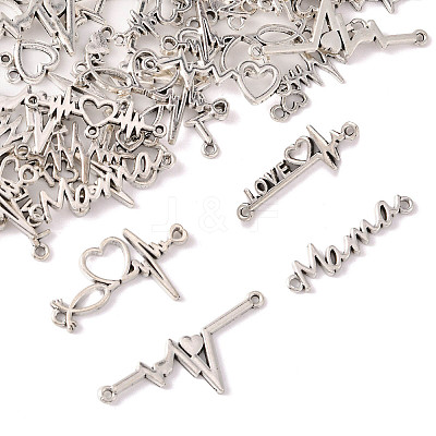 80Pcs 8 Styles Alloy Heartbeat Links Connectors Charms FIND-FS0004-72-1