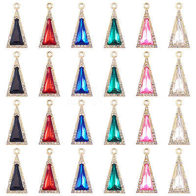 36Pcs 6 Colors Zinc Alloy Glass Pendants ALRI-TA0001-36-1