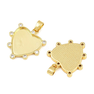 Brass Micro Pave Cubic Zirconia Pendant Cabochon Settings KK-CBA6A75-50B-G-1