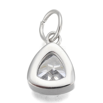 304 Stainless Steel Cubic Zirconia Pendant X-ZIRC-P080-B09-1