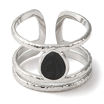 304 Stainless Steel Open Cuff Ring for Women RJEW-F166-15P-02-1