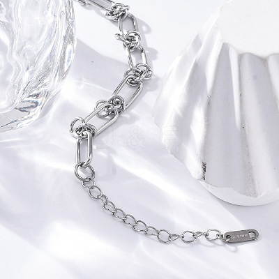 667 Stainless Steel(Grade 201 Equivalent) Paperclip Chain Bracelets for Women BJEW-P347-03P-1
