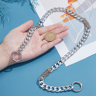 Aluminum & Iron Cuban Link Chains Bag Extender Chains HJEW-PH02129-02-1