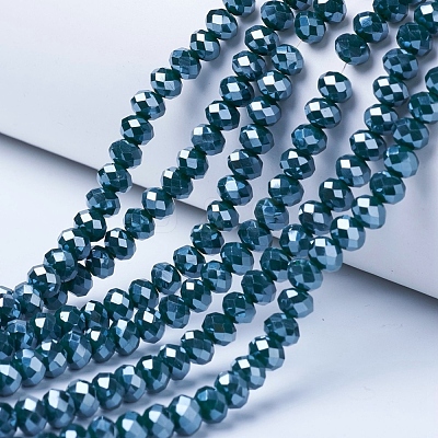 Electroplate Glass Beads Strands EGLA-A034-P4mm-A14-1
