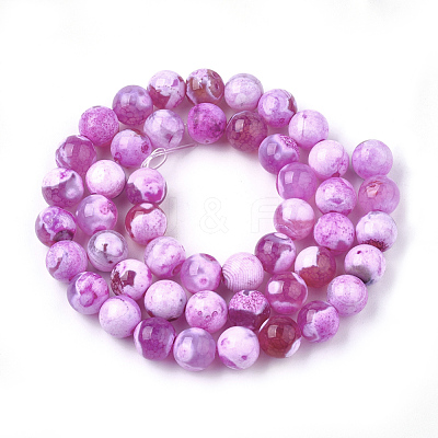 Natural Fire Crackle Agate Beads Strands G-S346-8mm-21-1