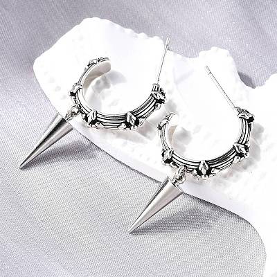 C-Shaped with Cone Brass Stud Earrings EJEW-S261-06G-1
