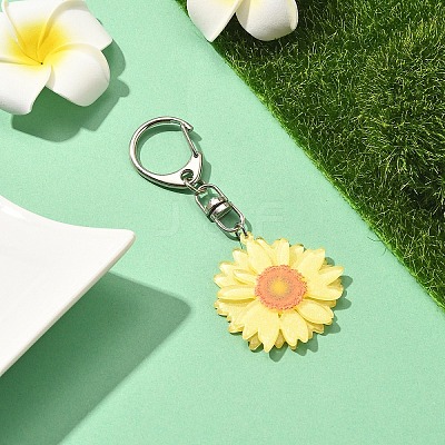 Acrylic Daisy Pendant Decoration HJEW-YW00028-04-1