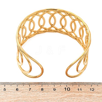 Europe and America Style 304 Stainless Steel Cuff Bangles for Women BJEW-D306-03G-1