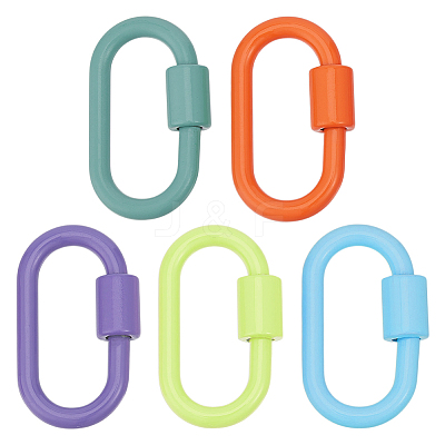 6Pcs 6 Styles Baking Paint Alloy Screw Locking Carabiners FIND-DR0002-08B-1