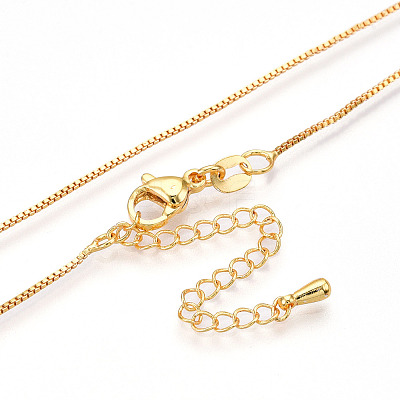 Brass Box Chain Necklaces for Women NJEW-G084-12G-1
