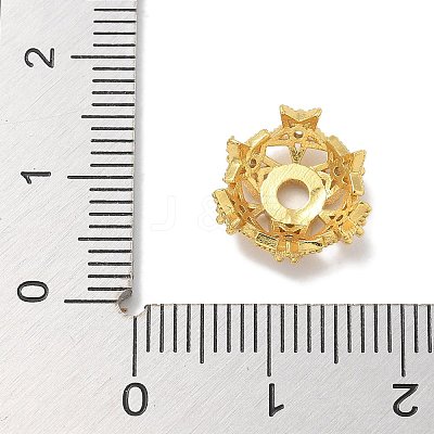Rack Plating Star Brass Micro Pave Clear Cubic Zirconia Bead Caps KK-L224-028G-1