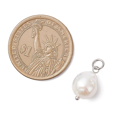 Natural Baroque Pearl Keshi Pearl Pendants PALLOY-JF04627-02-1