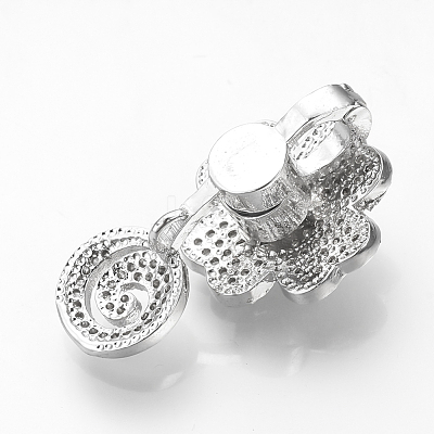 Brass Micro Pave Cubic Zirconia Magnetic Clasps ZIRC-S058-05P-1