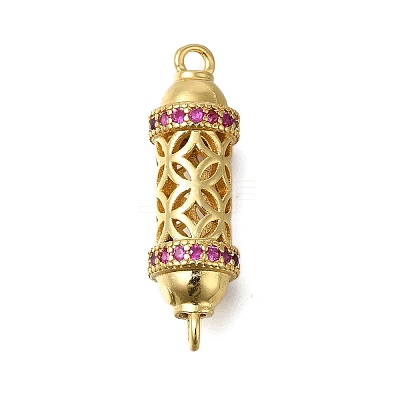 Rack Plating Brass Micro Pave Cubic Zirconia Hollow Column Links Connector Charms ZIRC-F142-50A-B01-1