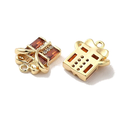 Brass with Glass Rhinestone Charms KK-H455-36G-1