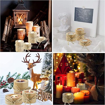 Wood Candle Holder DJEW-CJC0002-02-1