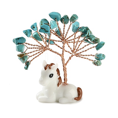 Natural & Synthetic Gemstone Chips Tree of Life Decorations DJEW-A017-01-1