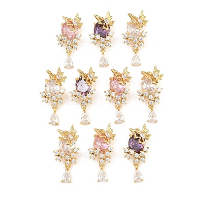 Brass Micro Pave Cubic Zirconia Pendants CU-CBA8183-09G-1
