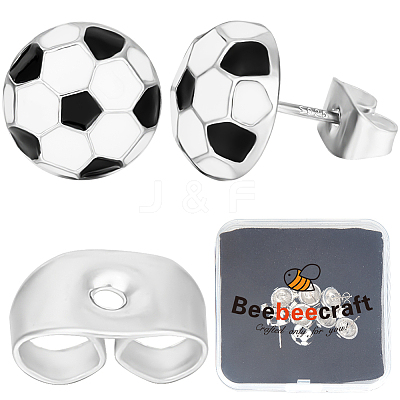 4 Pairs Sport Ball Alloy Stud Earrings for Women EJEW-BBC0001-52E-1