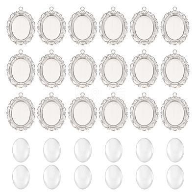 50Pcs 316 Surgical Stainless Steel Pendant Cabochon Settings STAS-UN0049-60-1